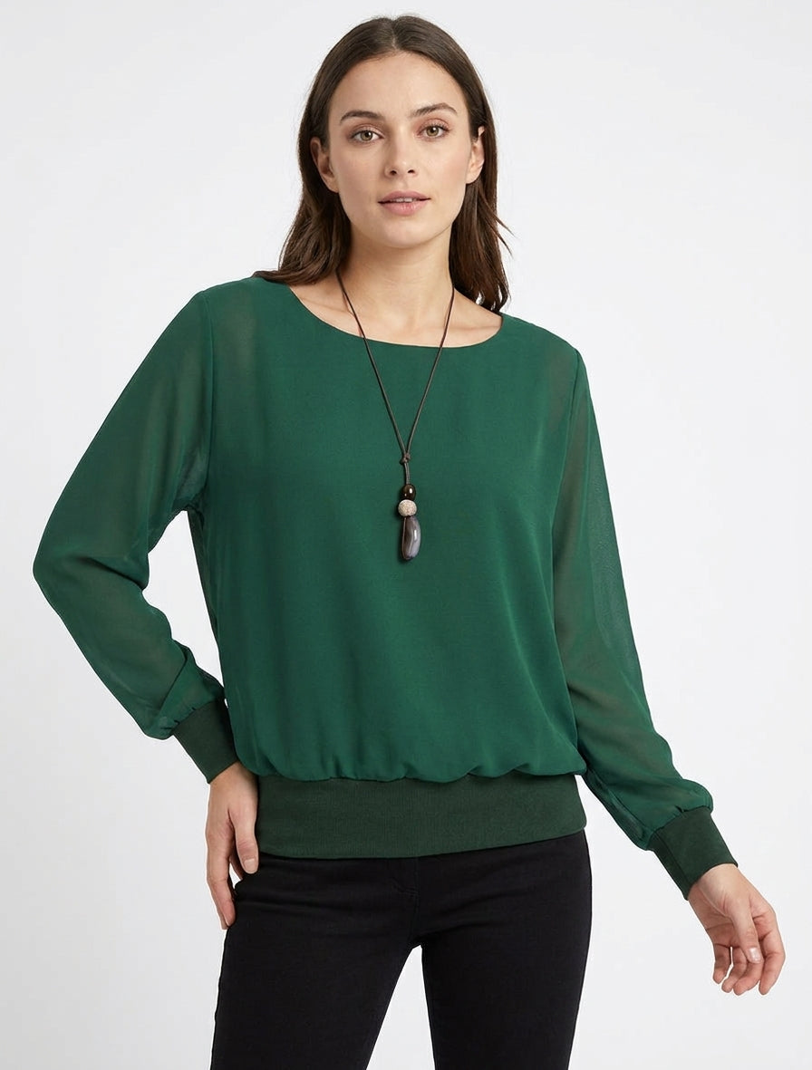 Top de manga murciélago - Verde oscuro