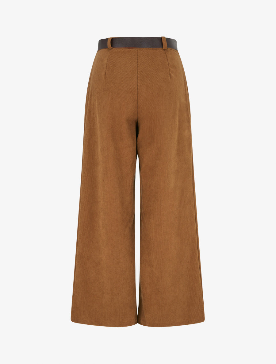 Pantalon uni côtelé - Camel - 2