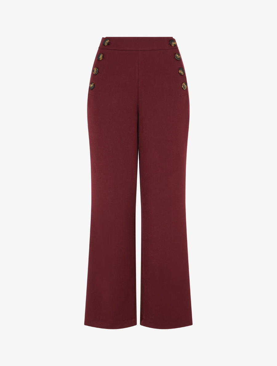 Pantalon uni à fermeture sur les côtés - Bordeaux - 1