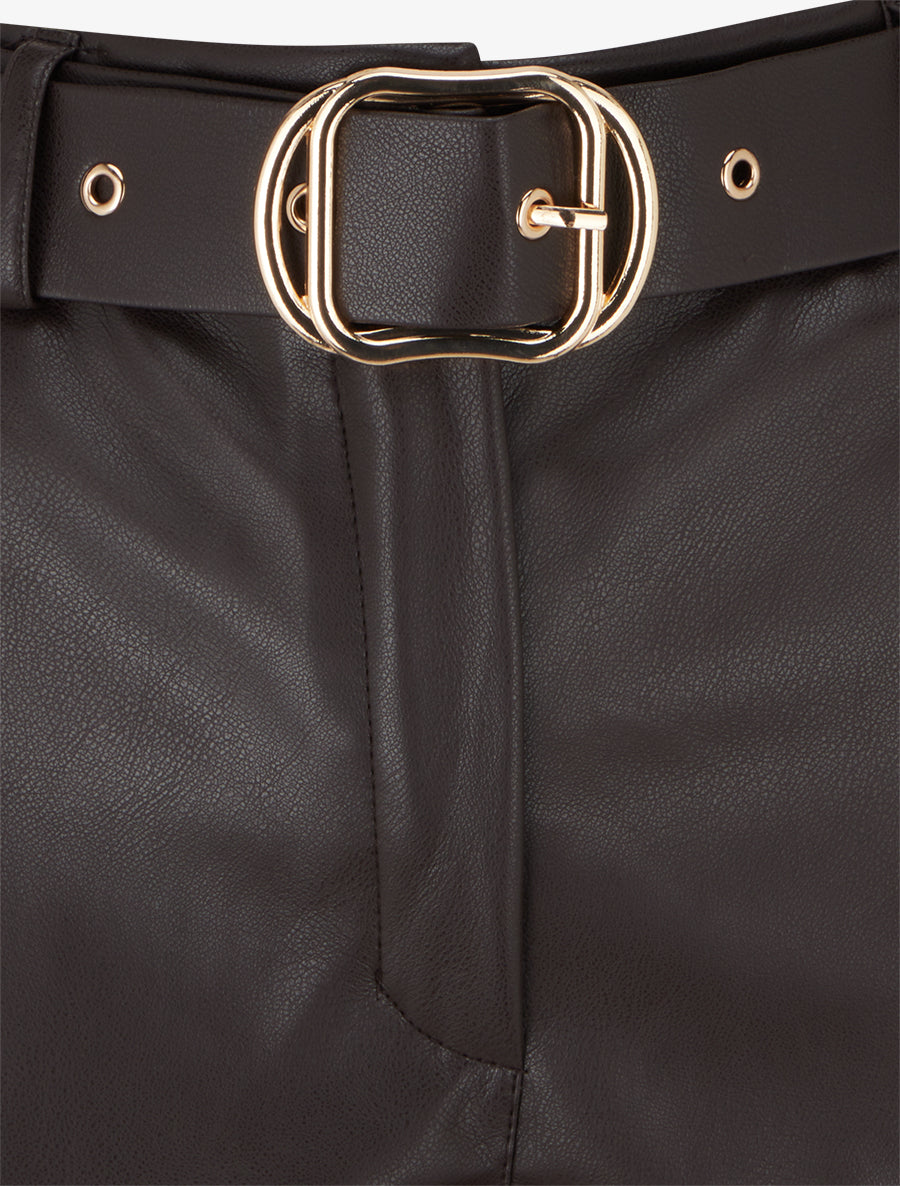 Short en simili à revers - Chocolat - 3
