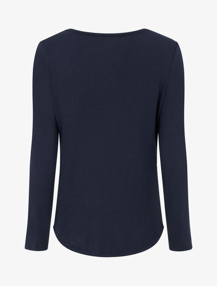Pull fin à empiècement bijou - Marine - 2