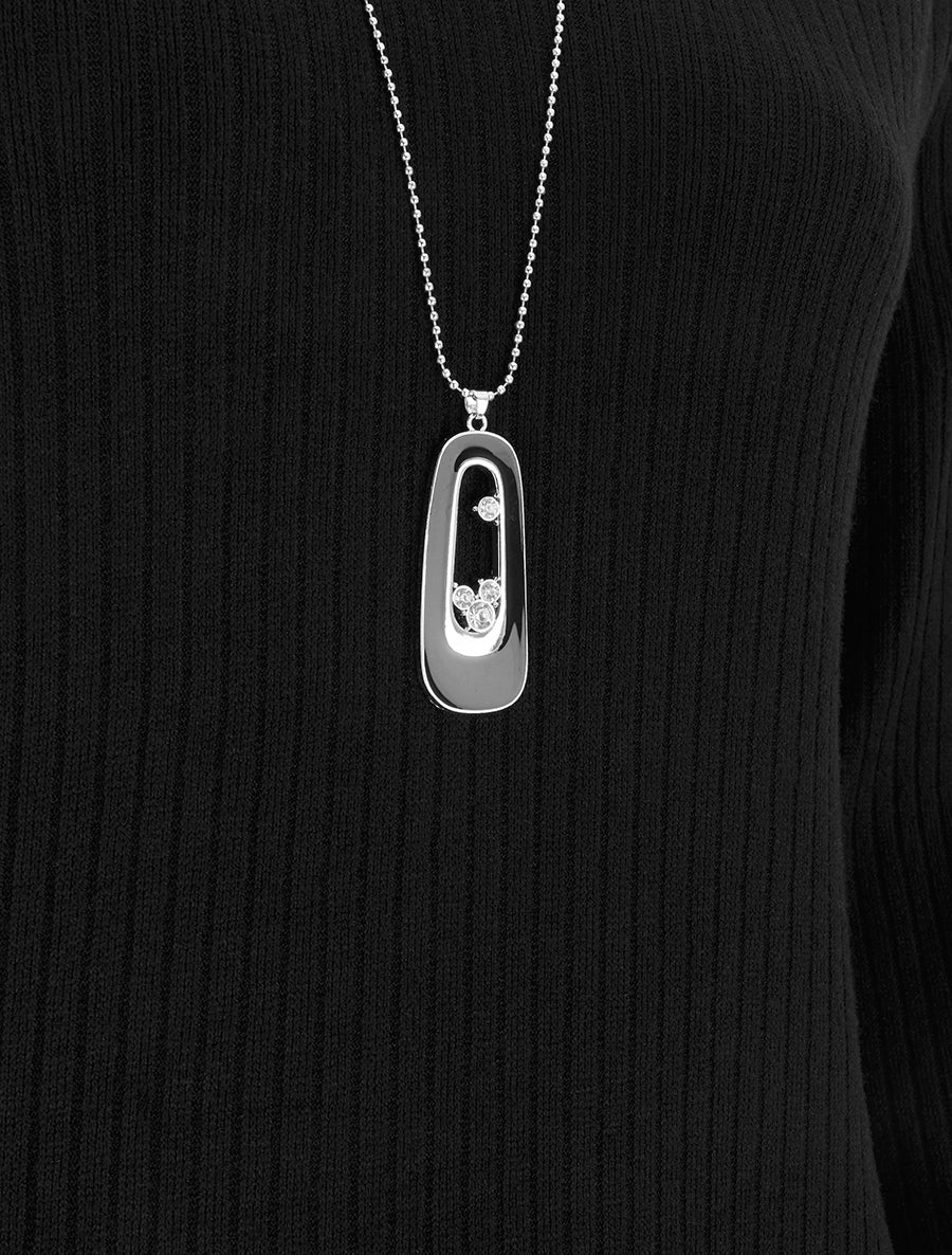 Pull côtelé à col V à dentelle - Noir - 3