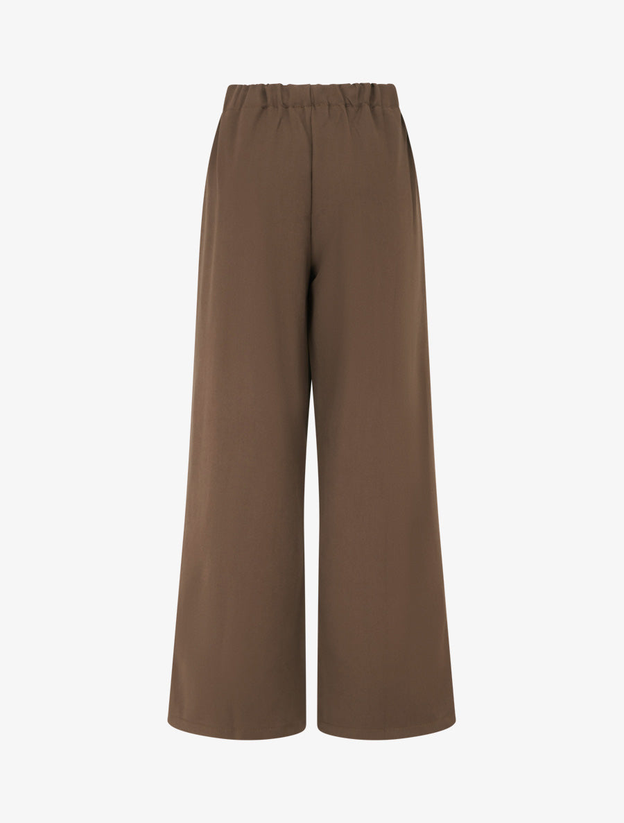 Pantalon ample taille haute à ceinture décorative - Marron clair - 2
