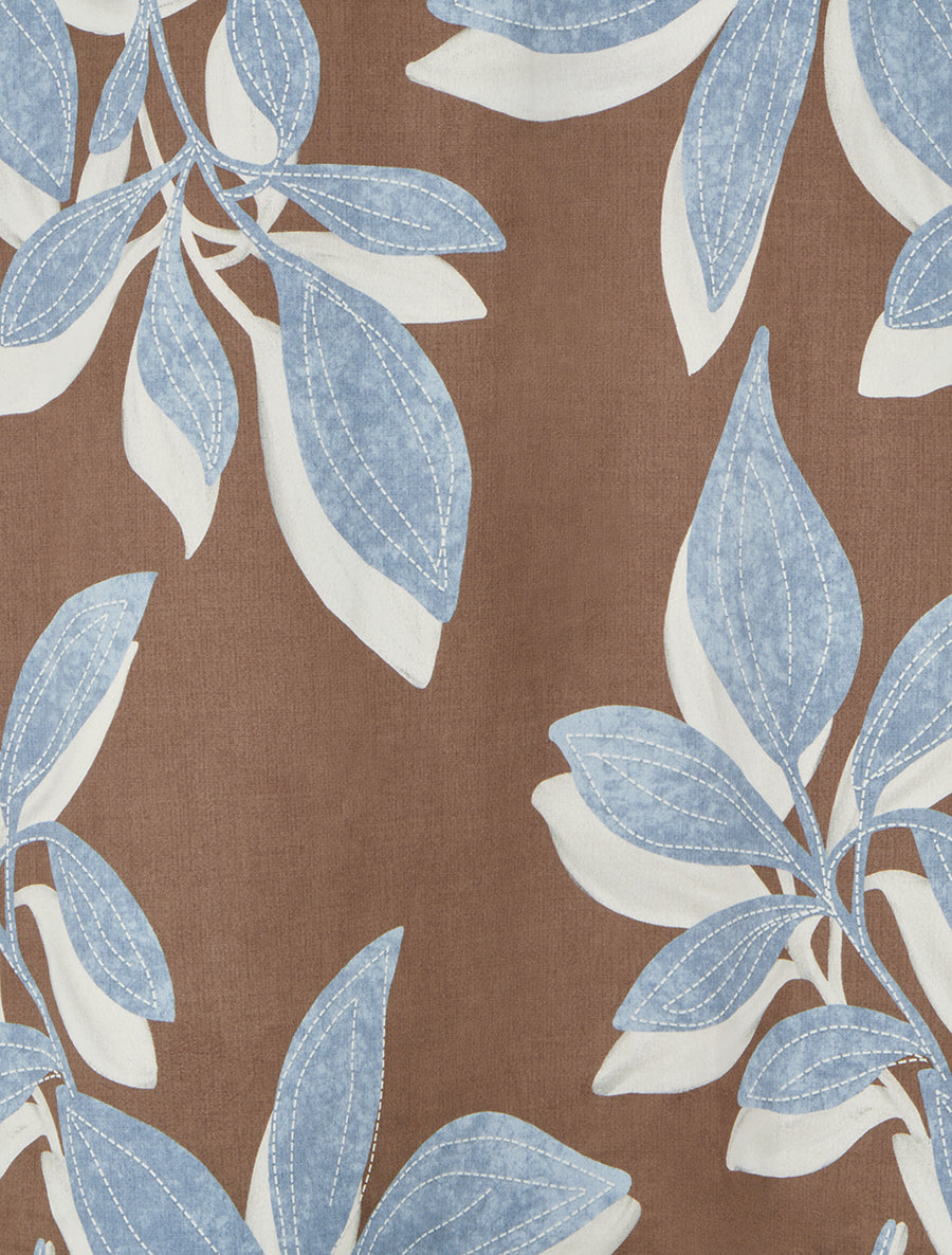 Jupe longue en suédine imprimé feuilles - Marron - 3