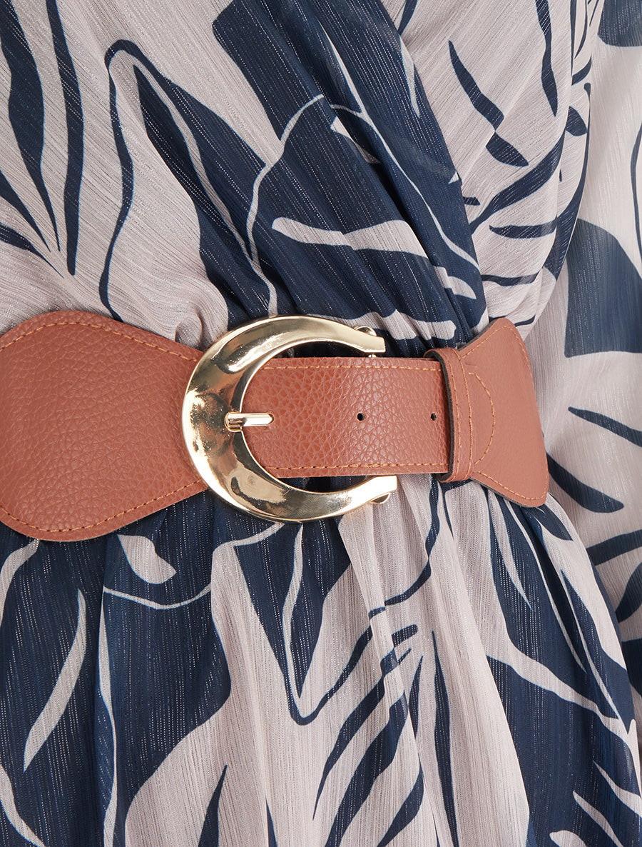 Robe irisée à imprimé grandes feuilles - Marine - 3