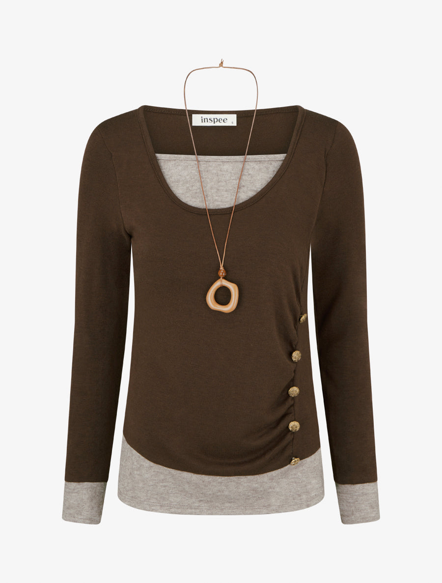 Pull fin bicolore effet trompe l&
