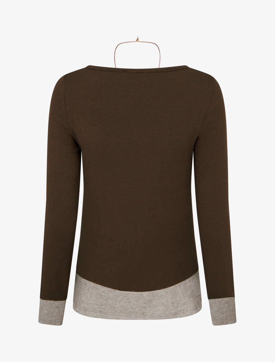 Pull fin bicolore effet trompe l&