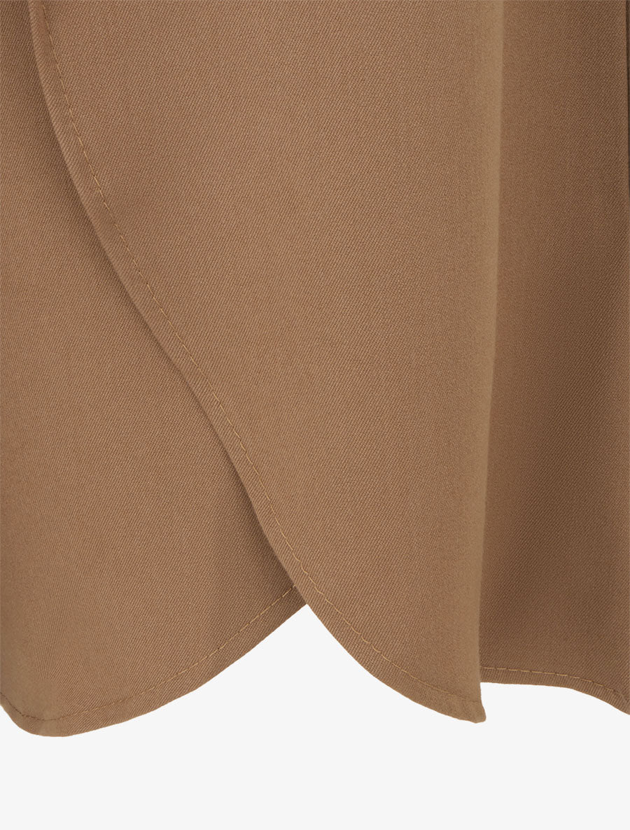Pantalon à pans taille haute coupe ample - Camel - 3