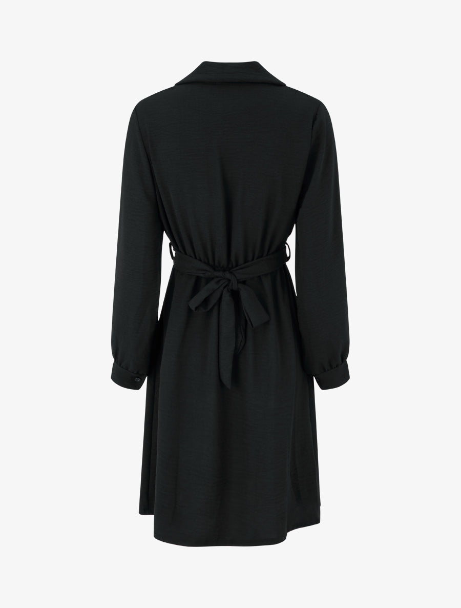 Robe chemise à pan à nouer - Noir - 2