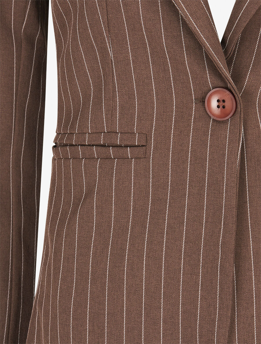 Veste cintrée à fines rayures - Marron - 3