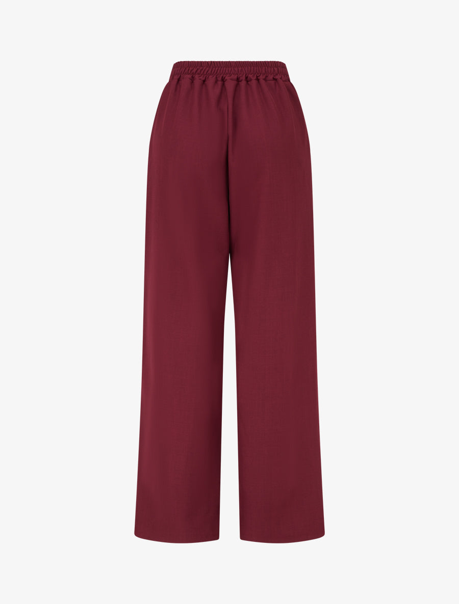 Pantalon ample taille haute à bijou fantaisie - Lie de vin - 2