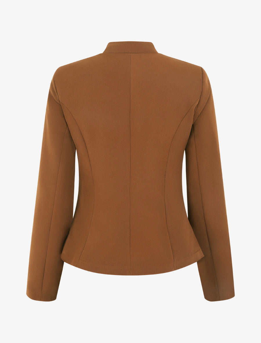 Veste cintrée à épaulettes et zip - Camel - 2