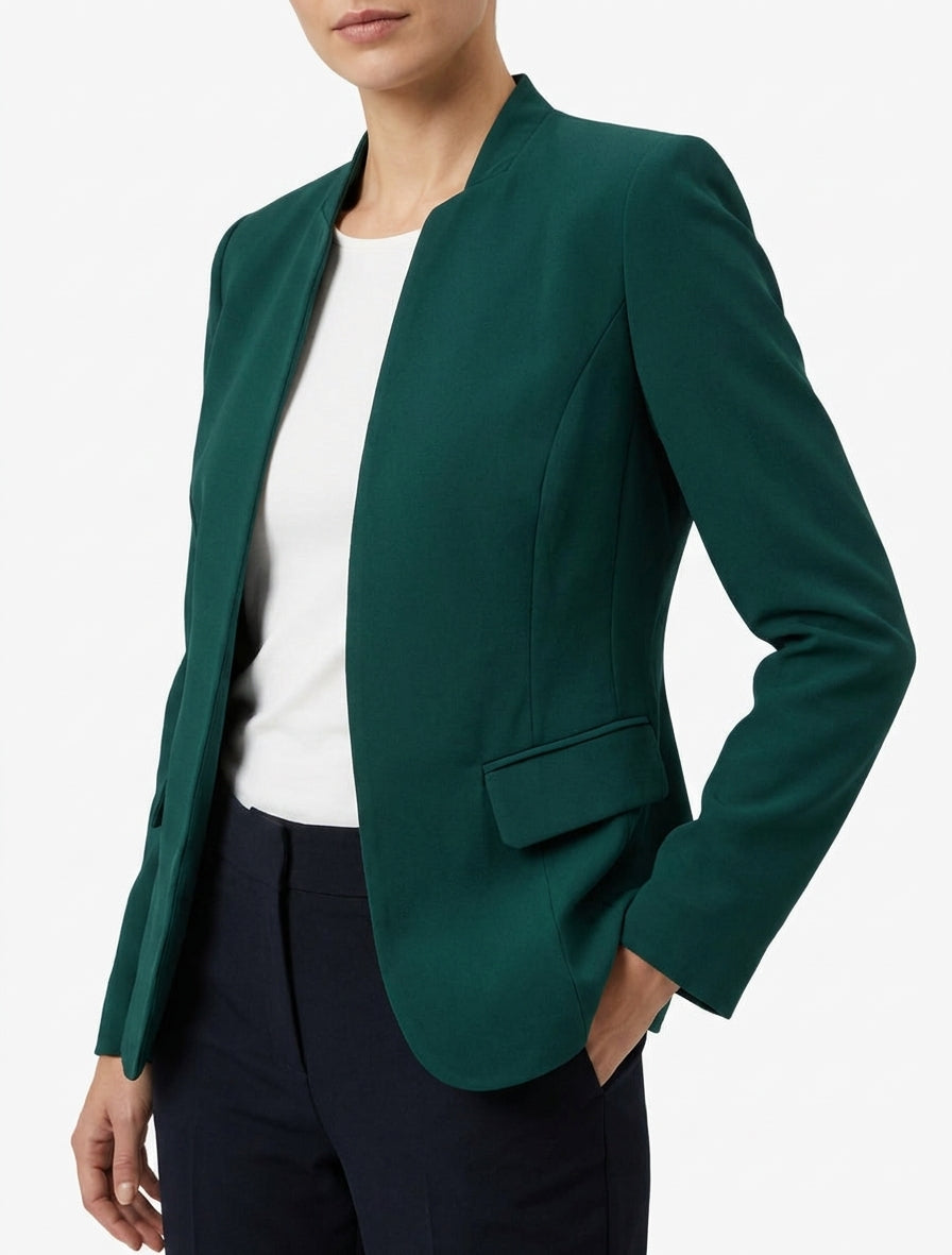 Chaqueta recta con hombreras - Verde abeto