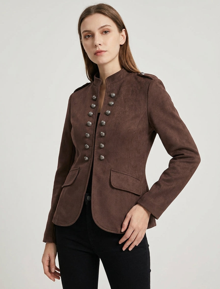 Chaqueta de ante estilo militar - Marrón
