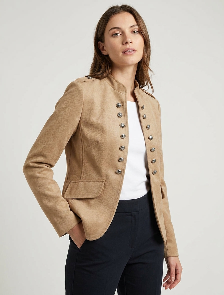Chaqueta de ante estilo militar - Beis