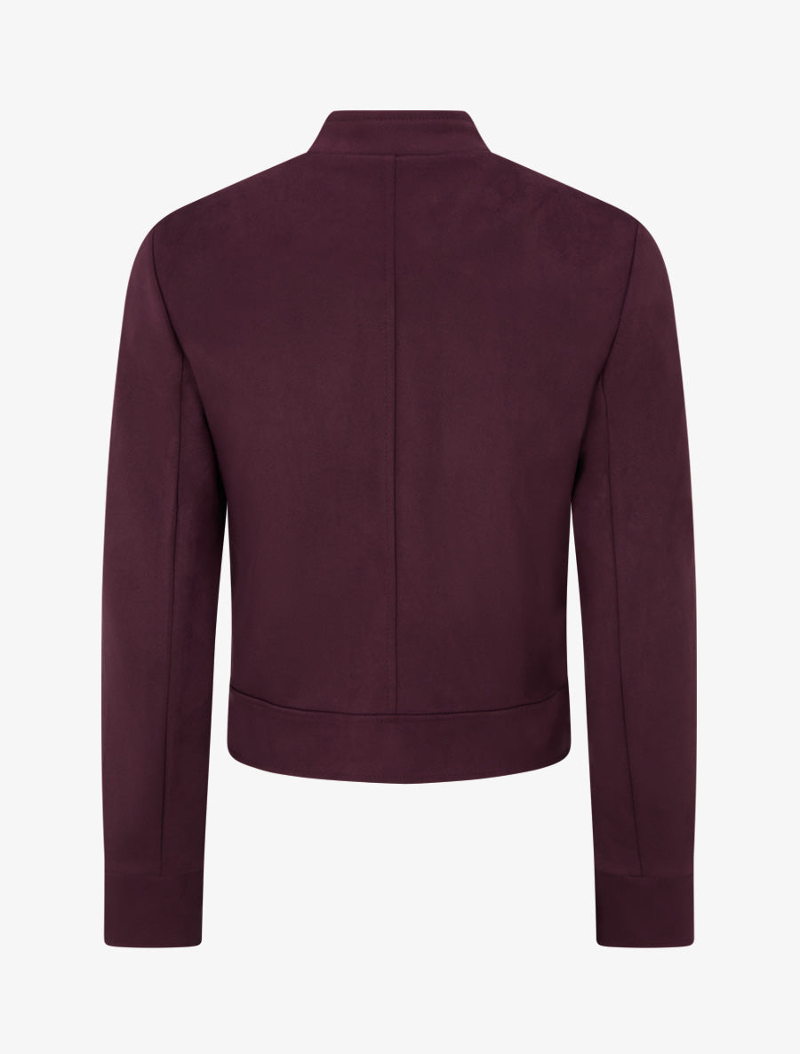 Chaqueta de ante con cremallera y bolsillo con solapa - Color vino