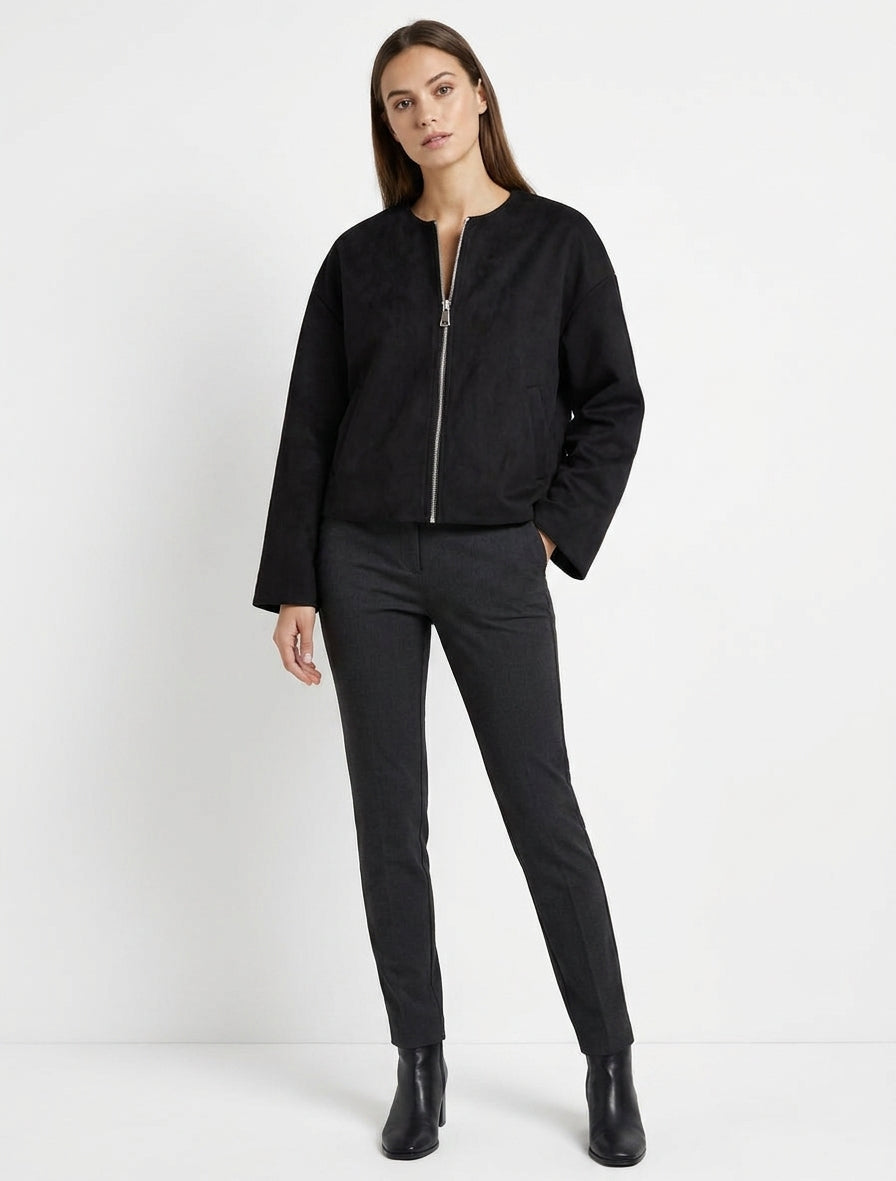Chaqueta de ante estilo bomber corte oversize - Negro