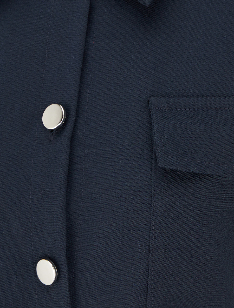 Robe chemise trapèze manches courtes - Marine - 3