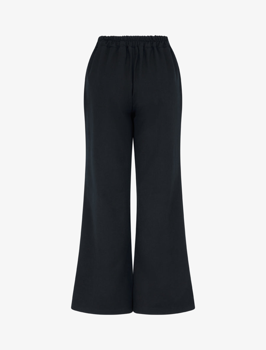 Pantalon taille haute coupe flare à boutons décoratifs dorés - Noir - 2
