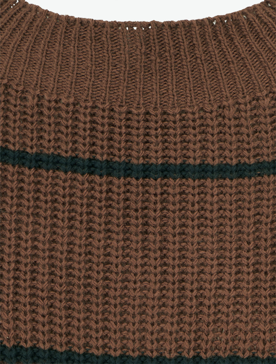 Pull droit à col montant et rayures - Marron - 3