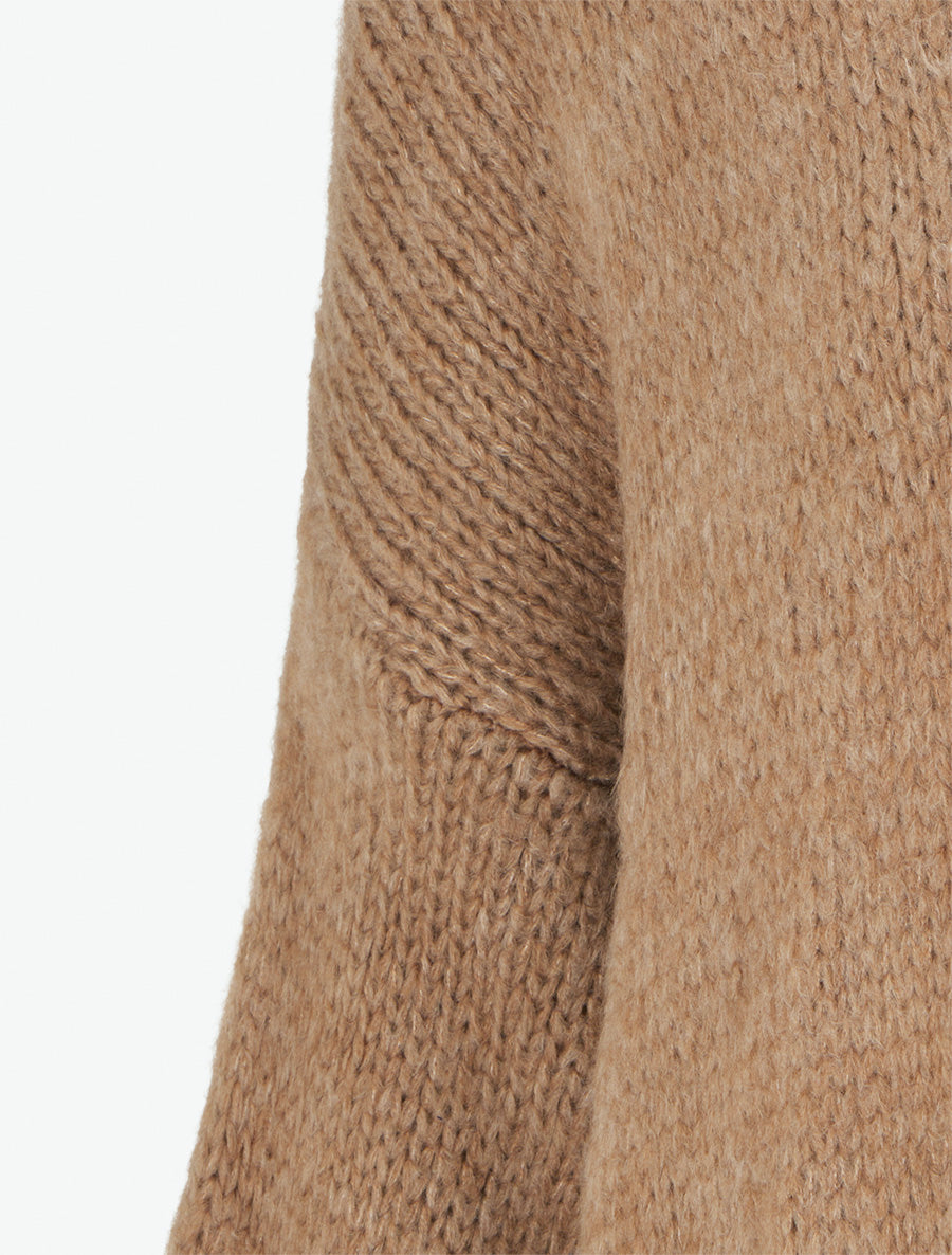 Gilet long ouvert en maille épaisse - Camel - 3
