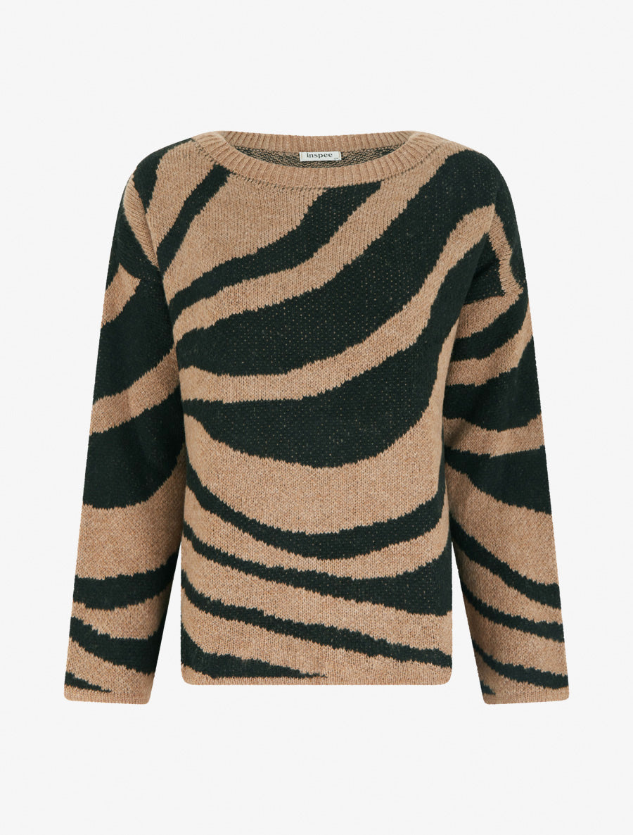 Pull coupe carrée à motif zèbre - Noir - 1