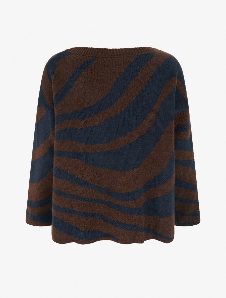 Pull coupe carrée à motif zèbre - Marine - 2