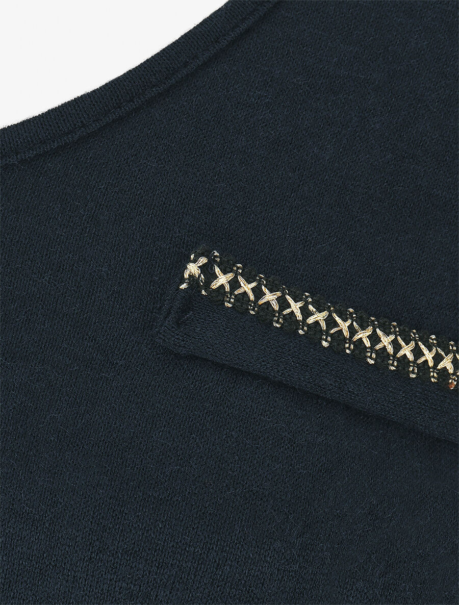 Pull fin à détails irisés - Marine - 3