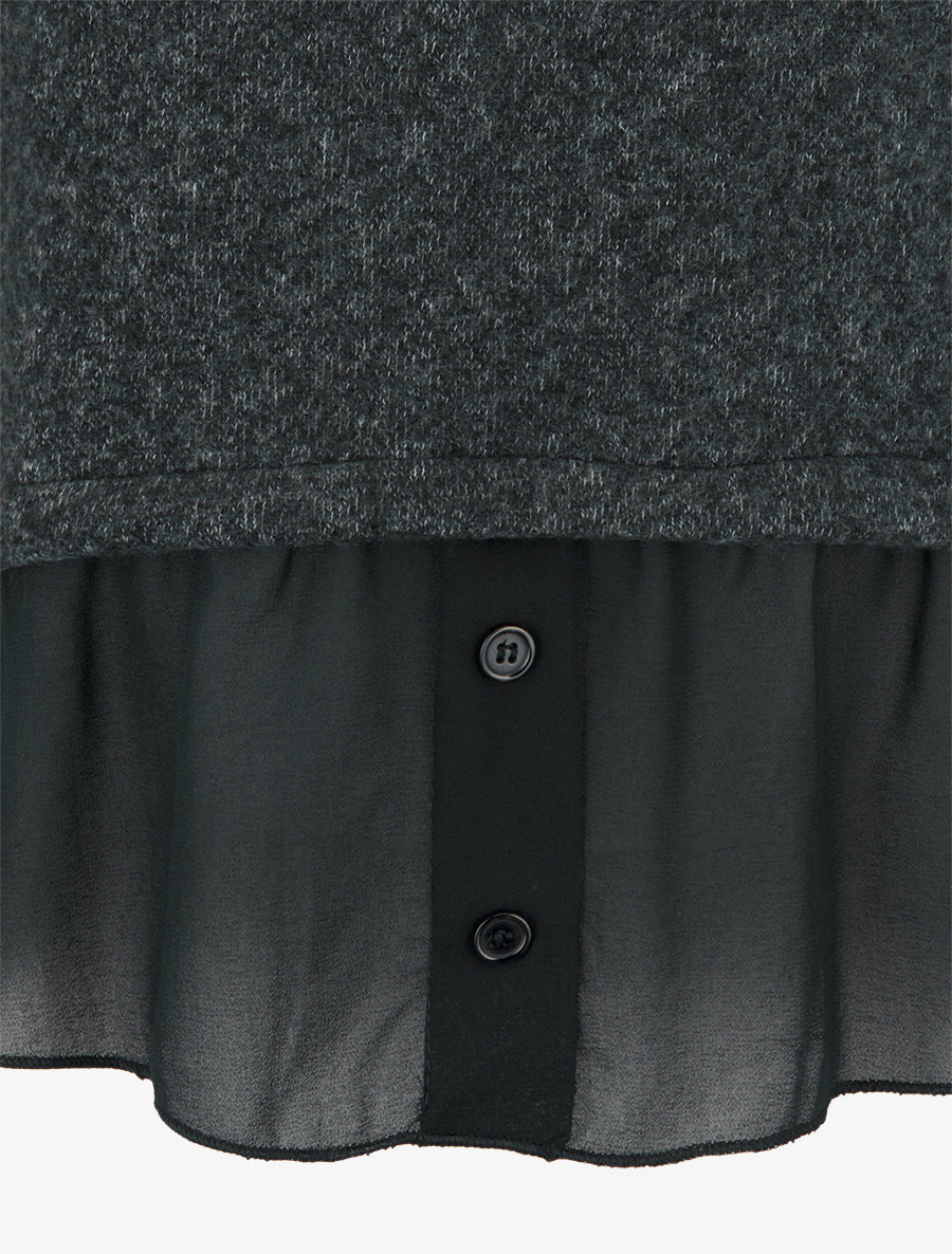 Pull droit duveteux à bord en voile - Gris foncé - 3