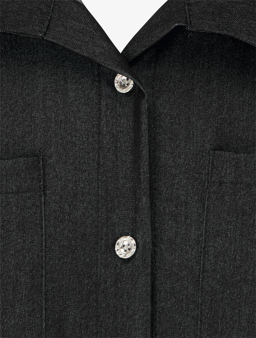 Chemise droite basique à poches plaquées - Noir - 3