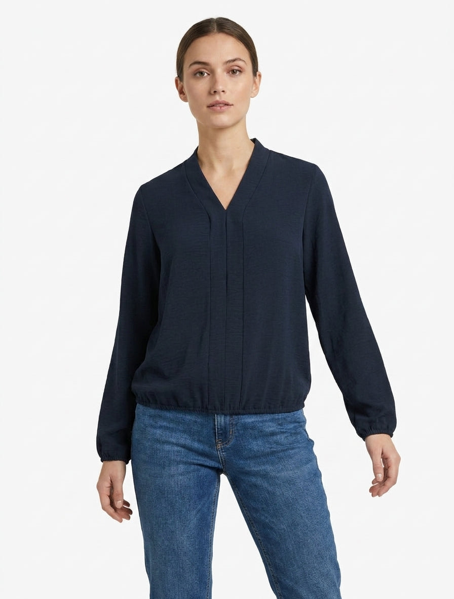 Top de manga larga y cuello en V - Marine