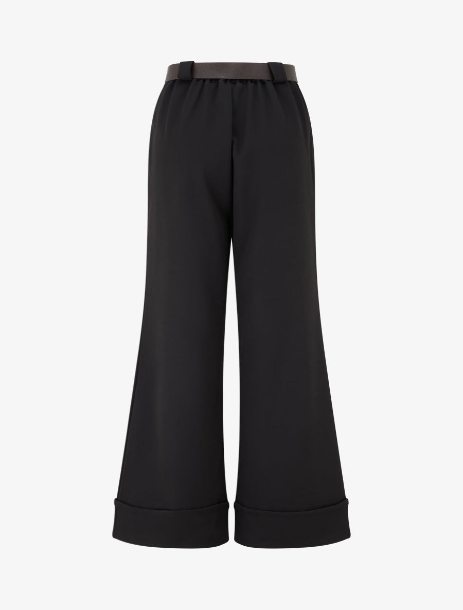 Pantalon taille haute à revers - Noir - 2