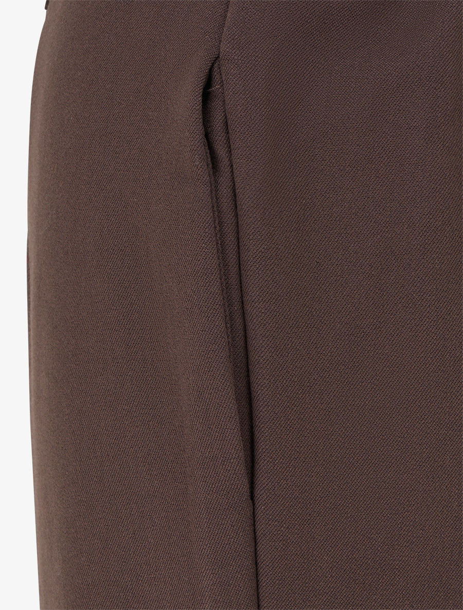 Pantalon taille haute à revers - Marron - 3