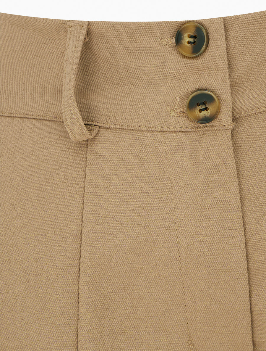 Pantalon uni à fermeture boutonnée - Camel clair - 3