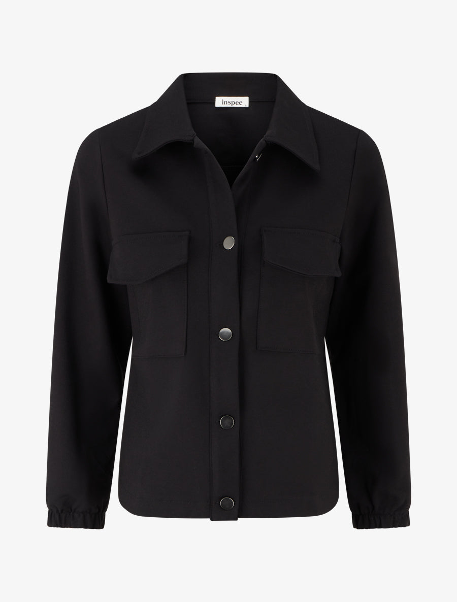 Veste unie à poignets élastiqués - Noir - 1