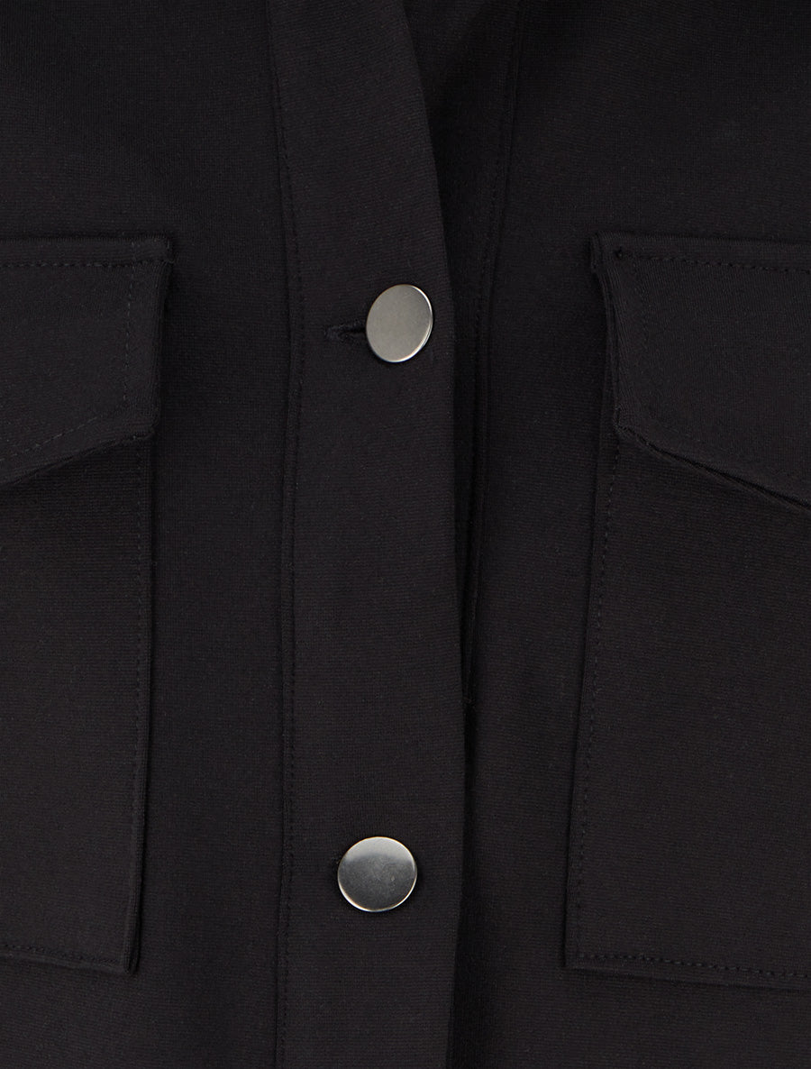 Veste unie à poignets élastiqués - Noir - 3