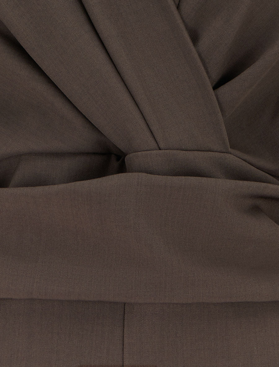 Combinaison manches longues à taille effet drapé - Marron - 3