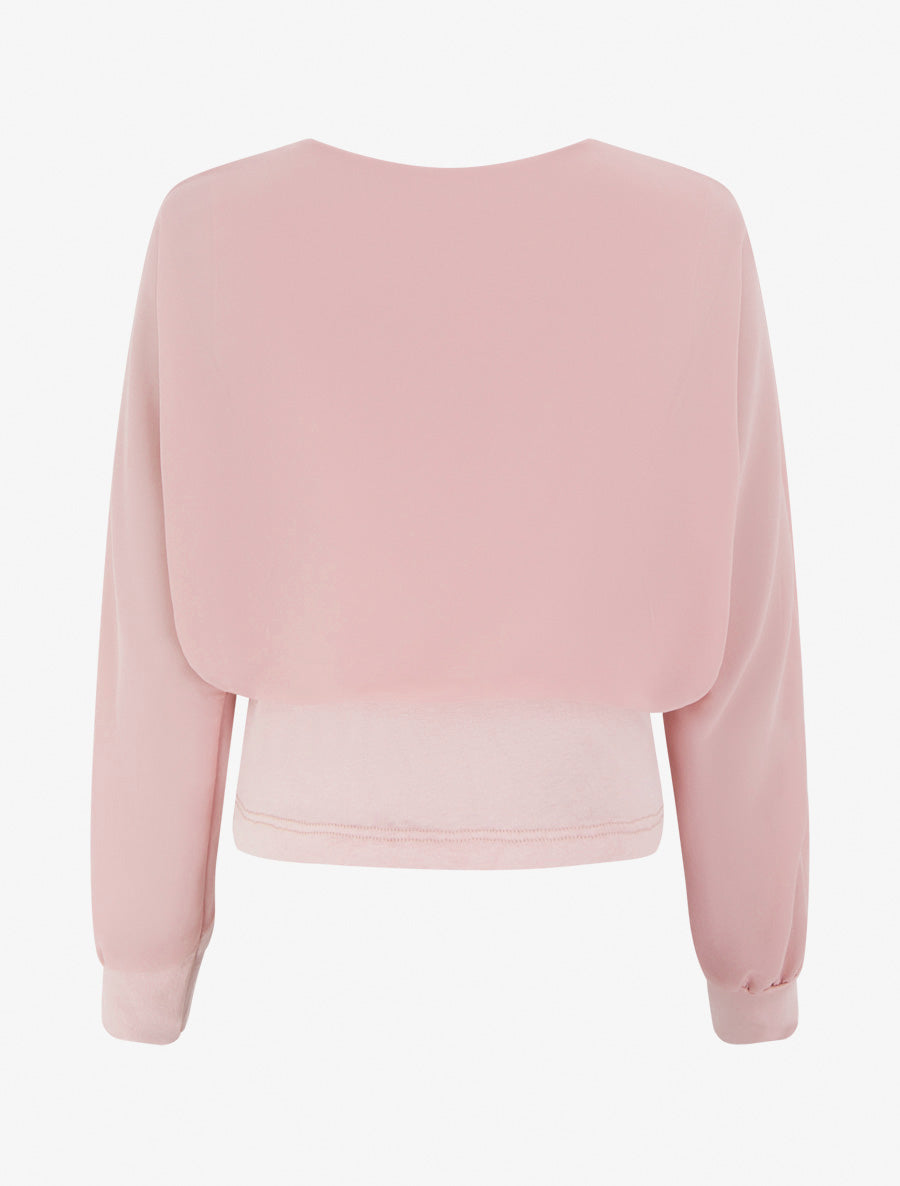 Top à manches style chauve-souris et pans cache-coeur - Rose - 2