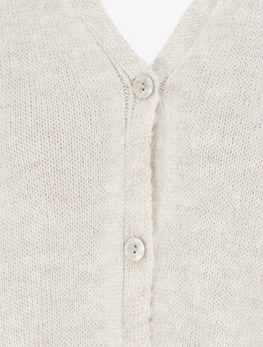 Gilet mohair ample à col V - Écru - 3