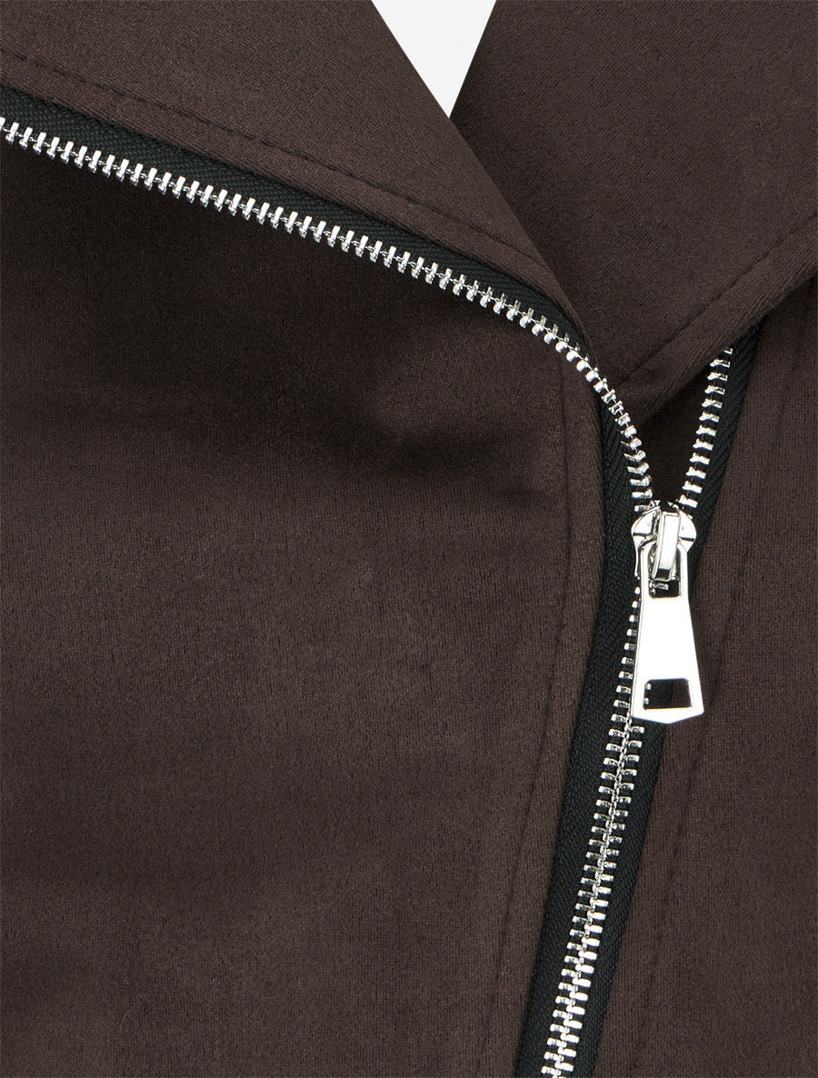 Chaqueta estilo perfecto en ante - Marrón