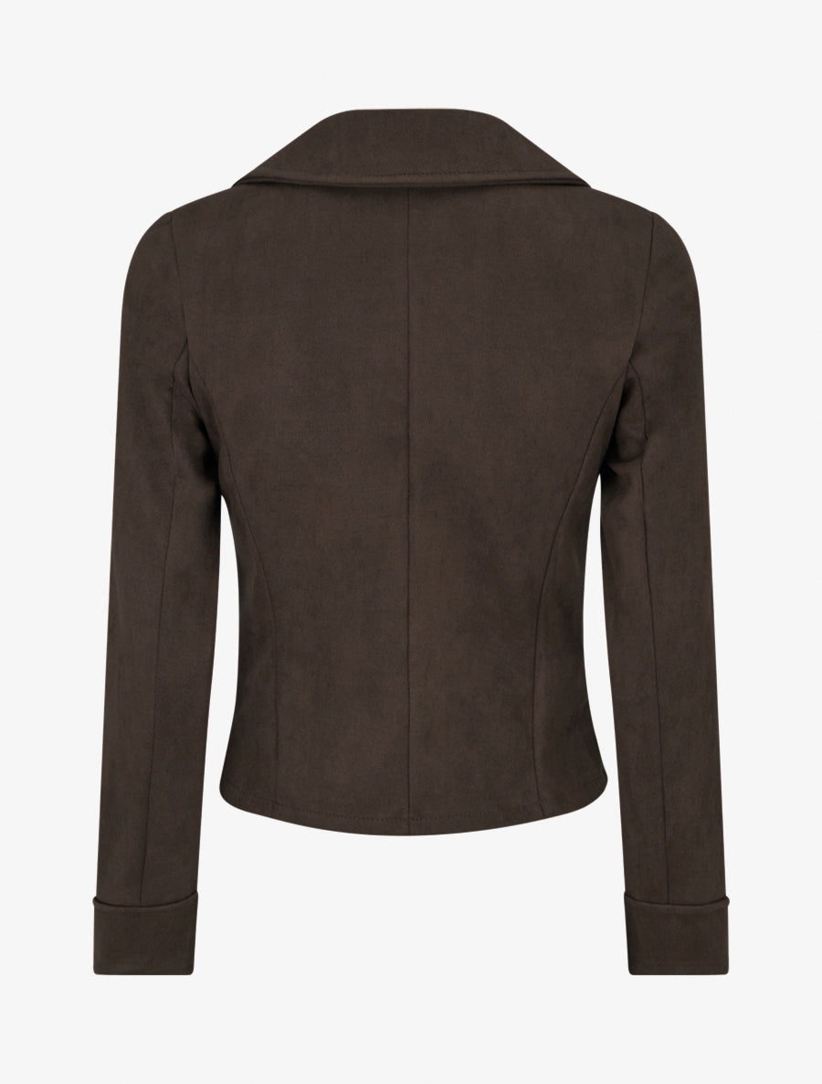Chaqueta de gamuza con cierre de cremallera - Marrón