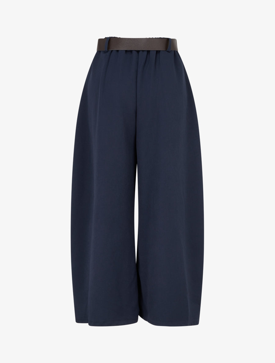 Pantalon taille haute coupe ample à plis - Marine - 2