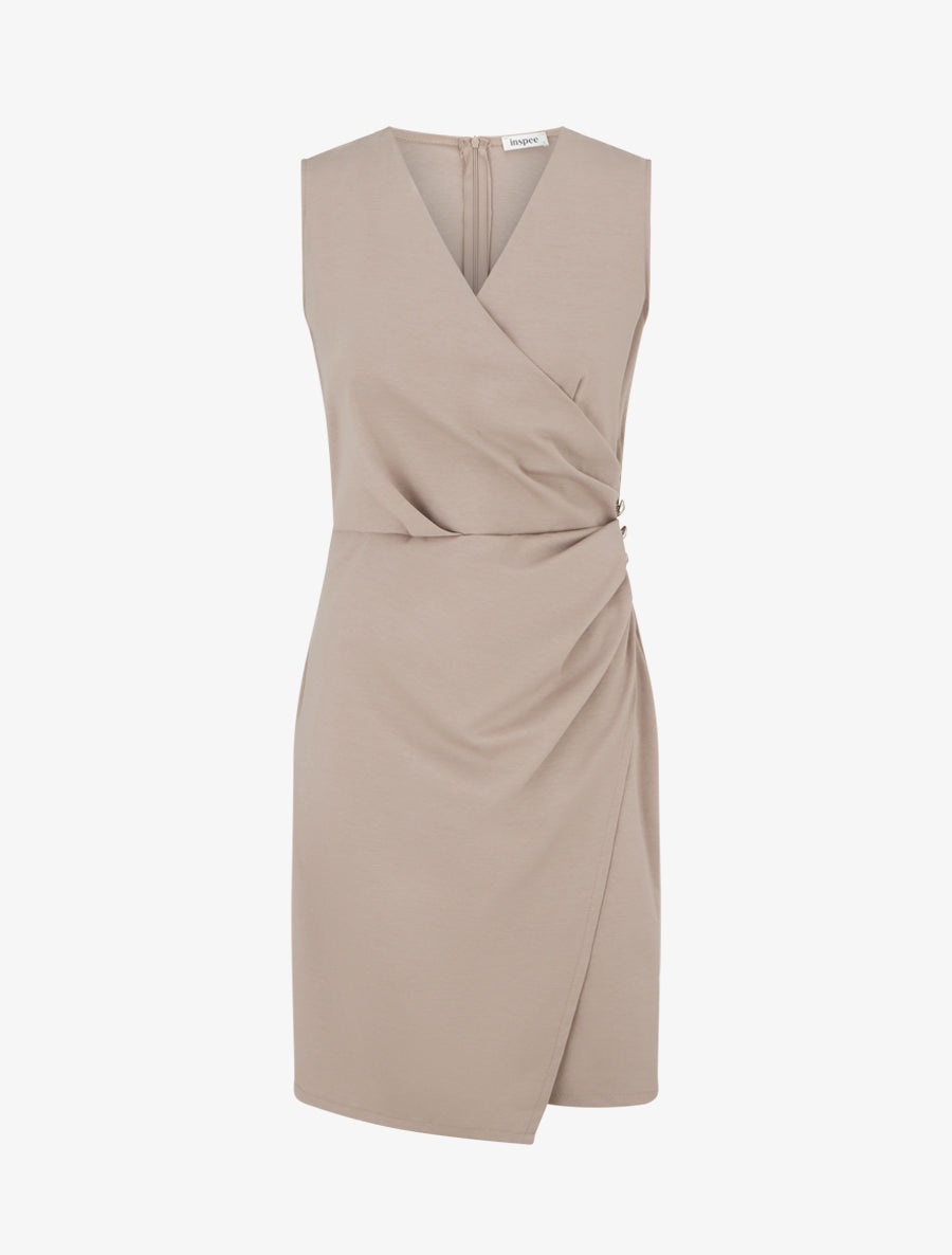 Robe sans manches style portefeuille - Taupe - 1