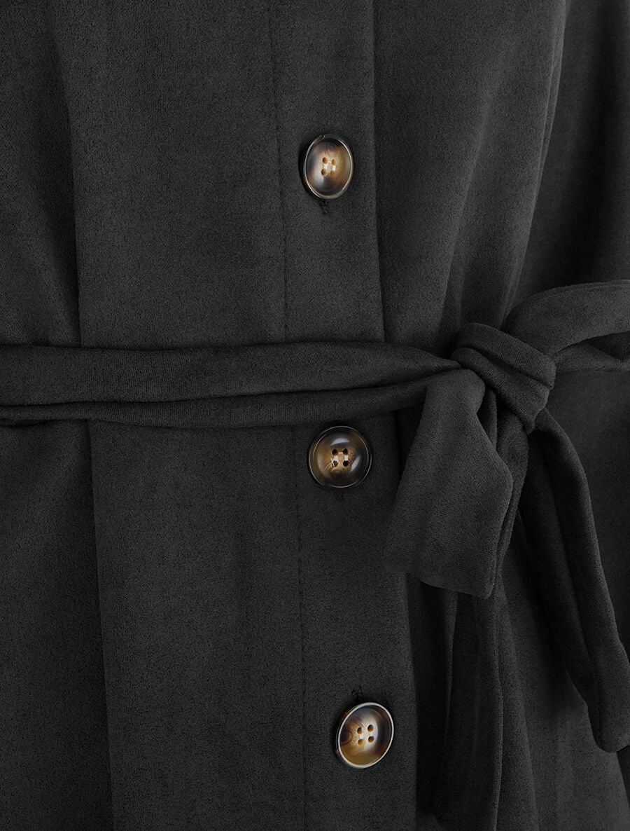 Robe chemise en suédine - Noir - 3