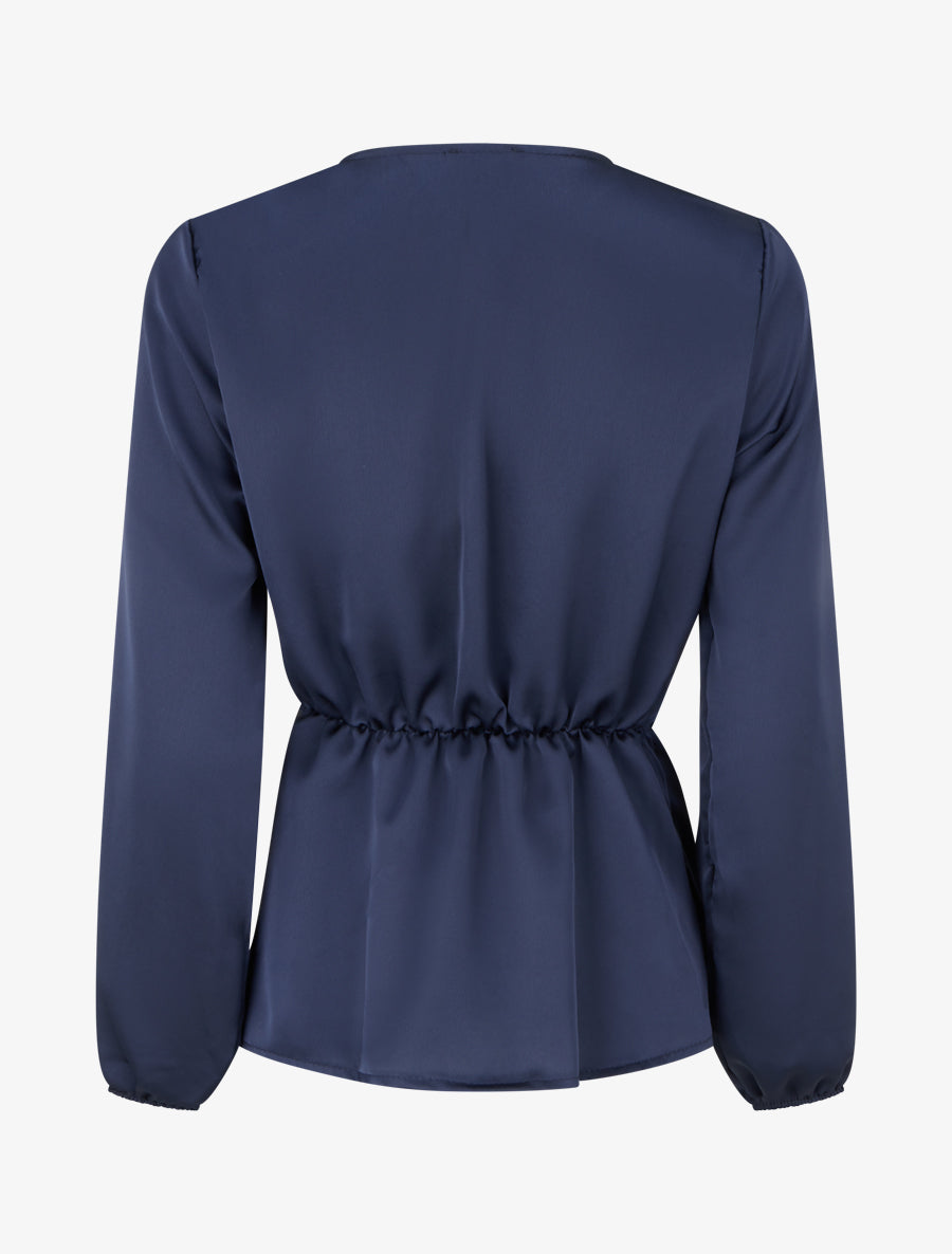 Top drapé et satiné à bijou - Marine - 2