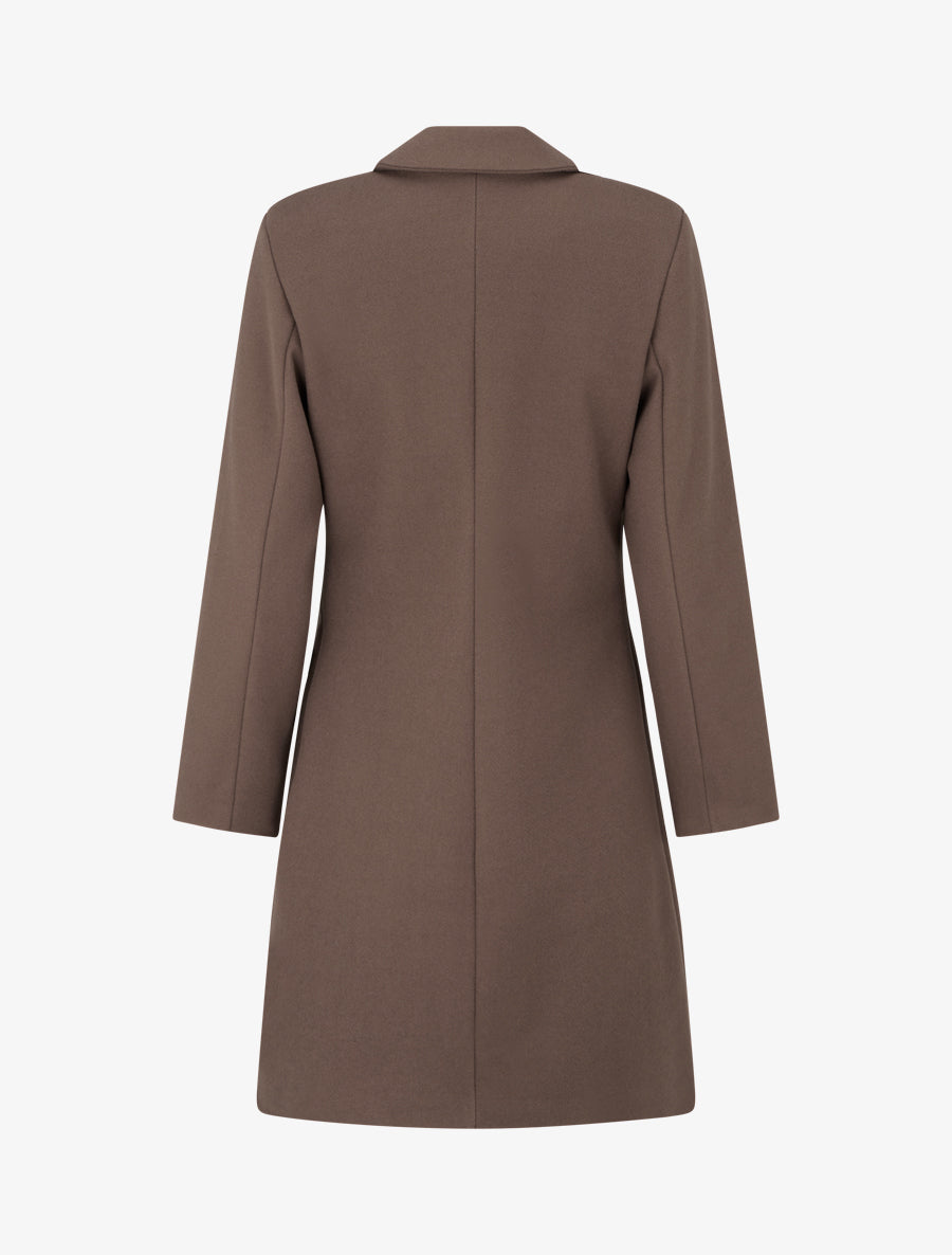Manteau droit croisé en laine mélangé - Taupe foncé - 2