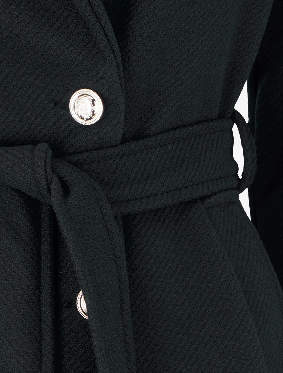 Manteau long à col cranté - Noir - 3