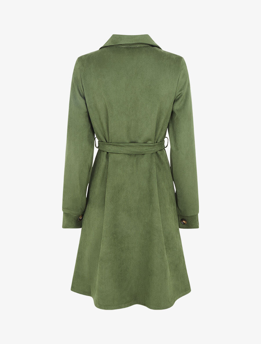 Robe chemise en suédine - Kaki - 2