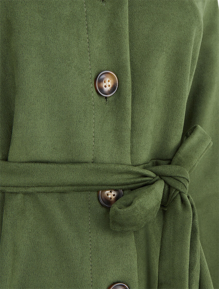 Robe chemise en suédine - Kaki - 3