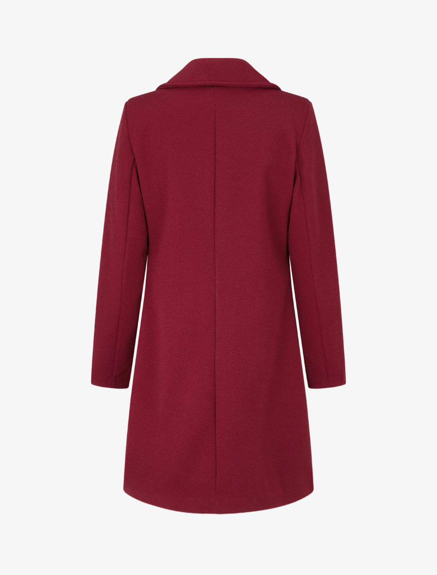 Manteau en laine mélangée à poches plaquées - Bordeaux - 2